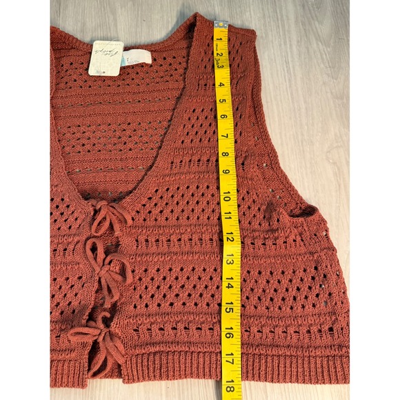 Brand Free People Beach Crochet 2 Piece Set Rust Orange Vest & Mini Skirt Small - Picture 7 of 16
